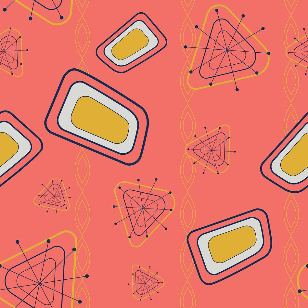 Atomic Geometric Pattern #5 Fabric - Pink