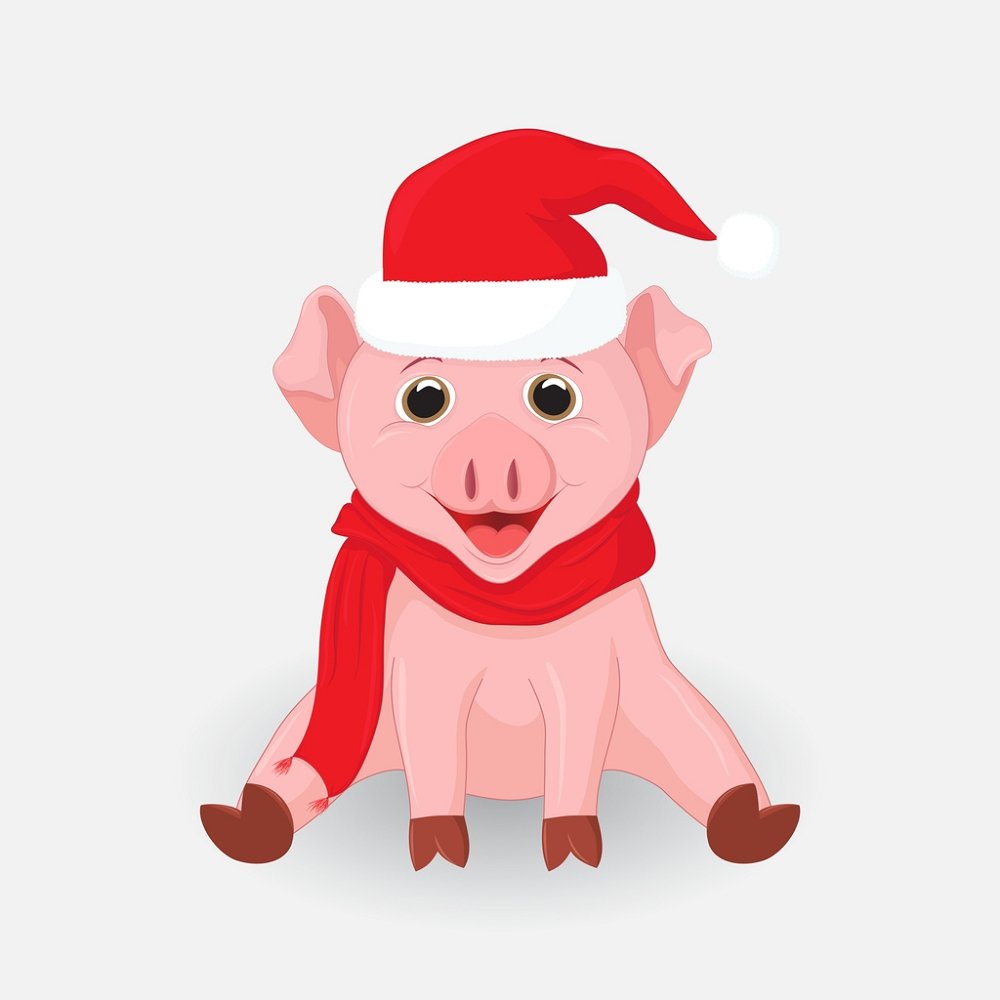 Christmas Piggy Fabric Panel