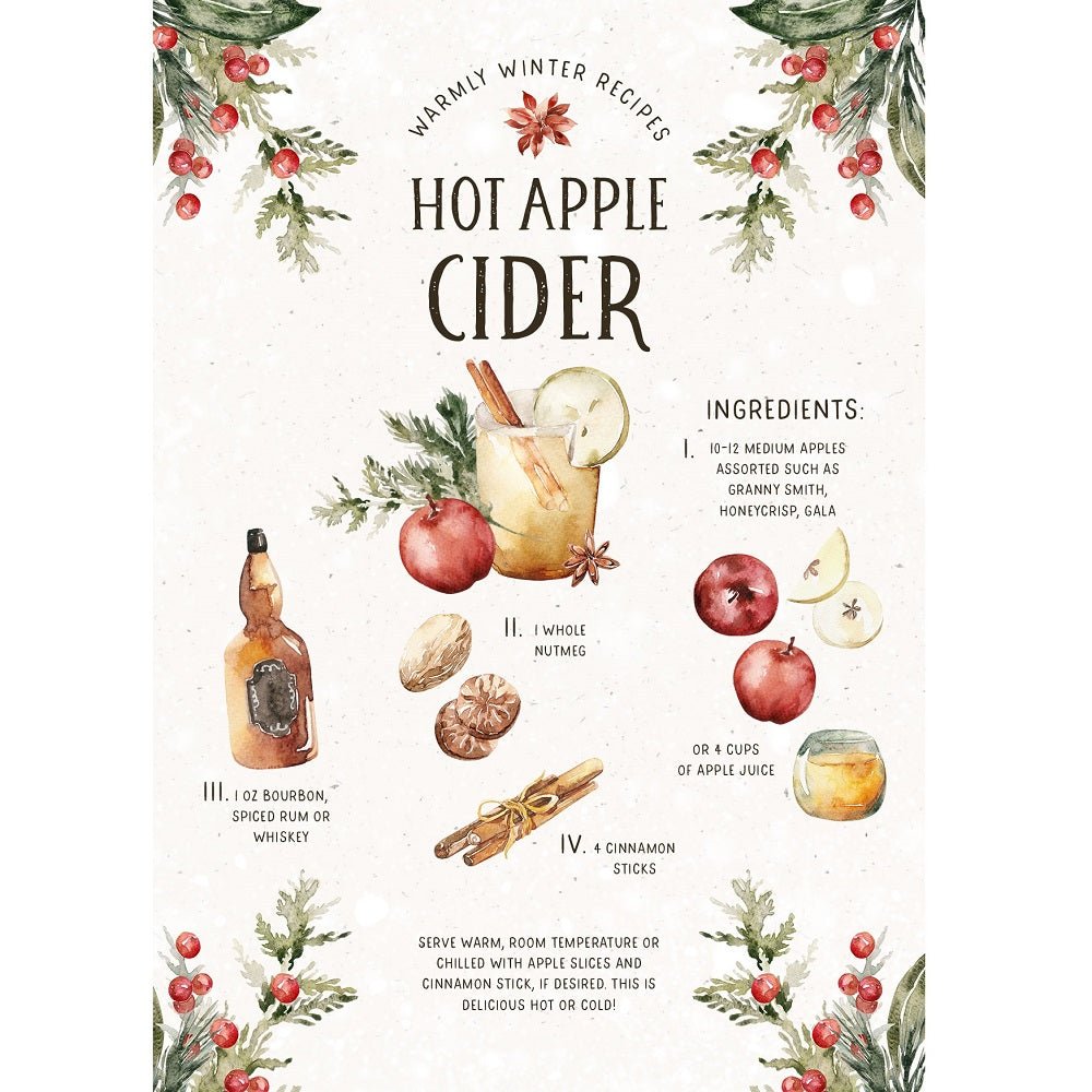 Christmas Recipe Apple Cider Fabric Panel