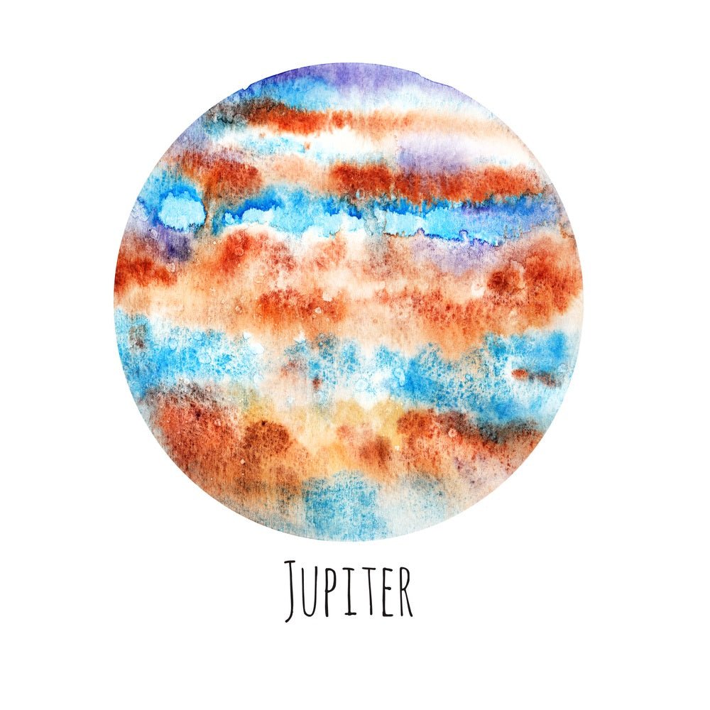 Watercolor Planets Jupiter Fabric Panel