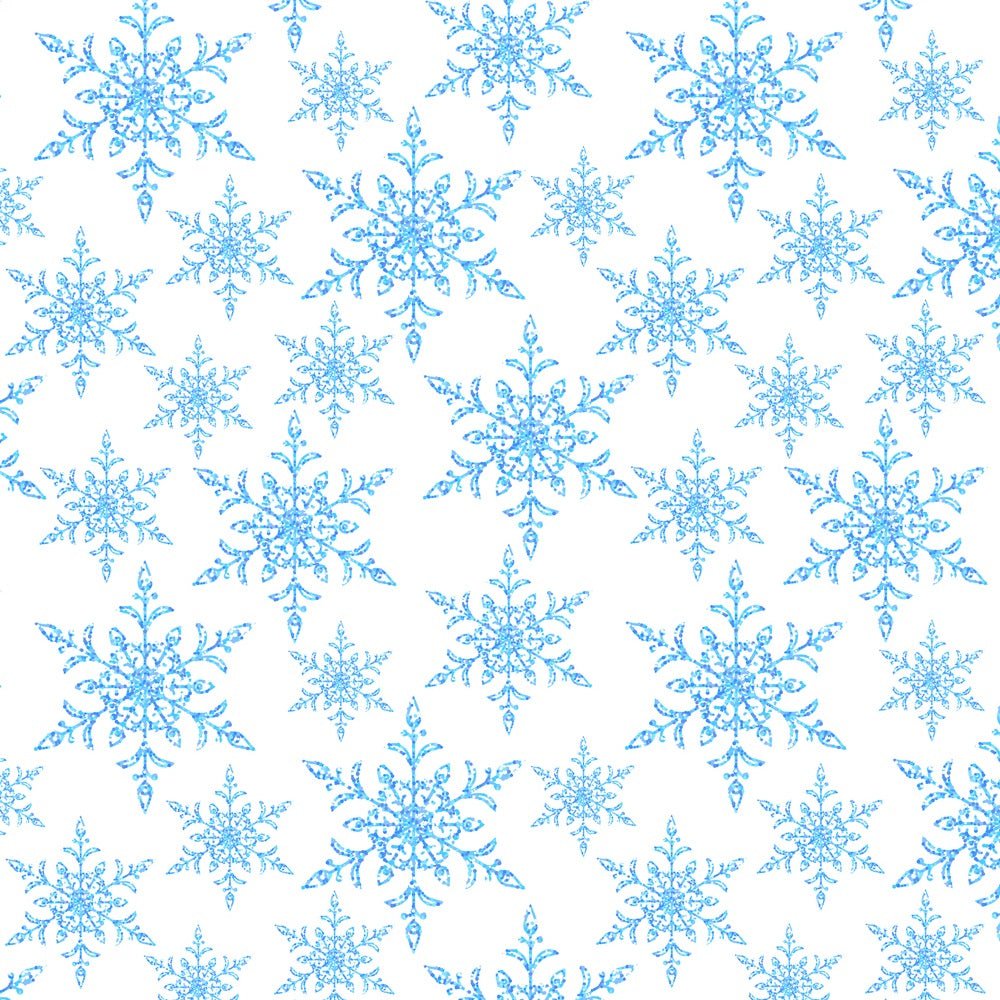 Watercolor Snowflakes Fabric - White