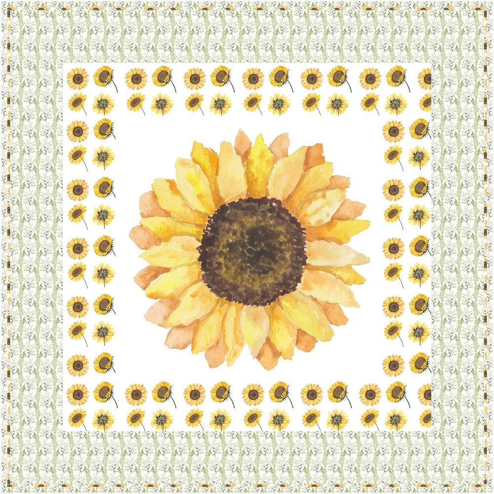 Watercolor Sunflower Wall Hanging/Lap Quilt Kit - 42" x 42"