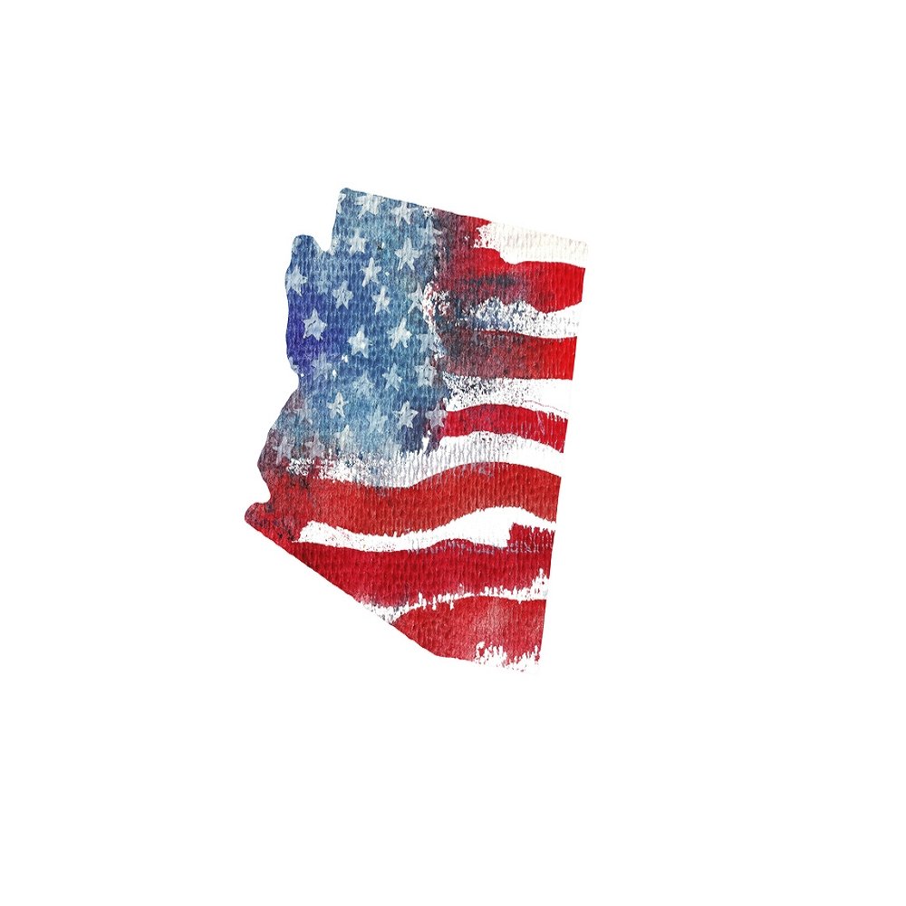 Watercolor Textured Flag Fabric Panel - Arizona