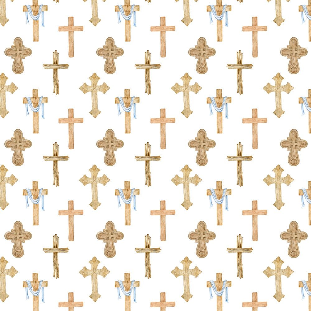 Watercolor Wooden Crosses Fabric