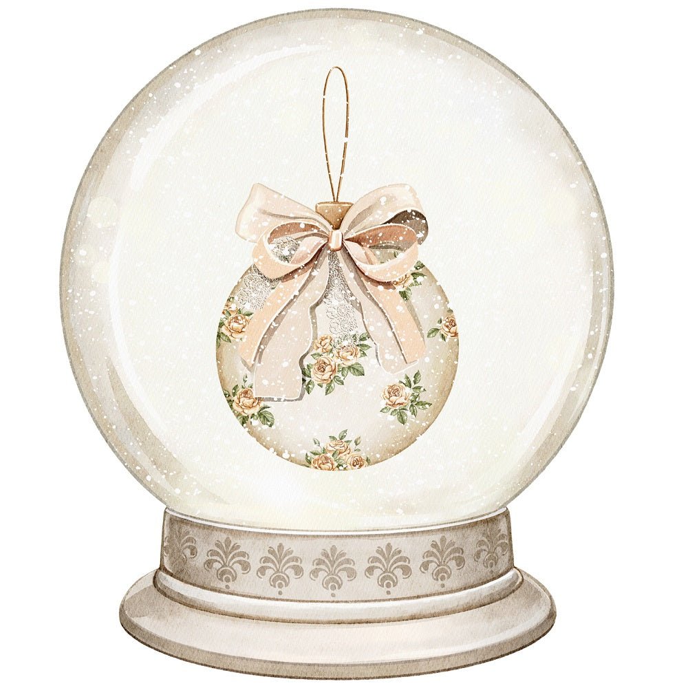 Christmas Little Critters Gold Ornament in Snow Globe Fabric Panel