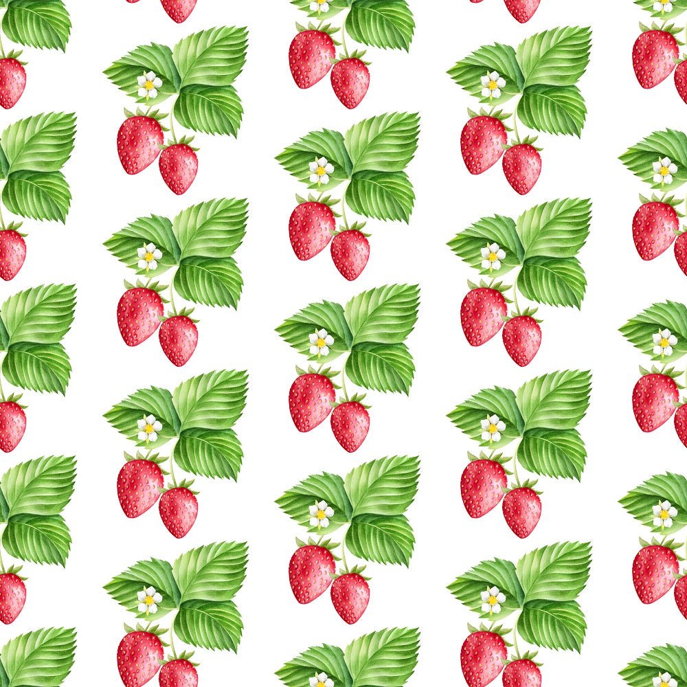 Watercolor Fresh Strawberries Fabric
