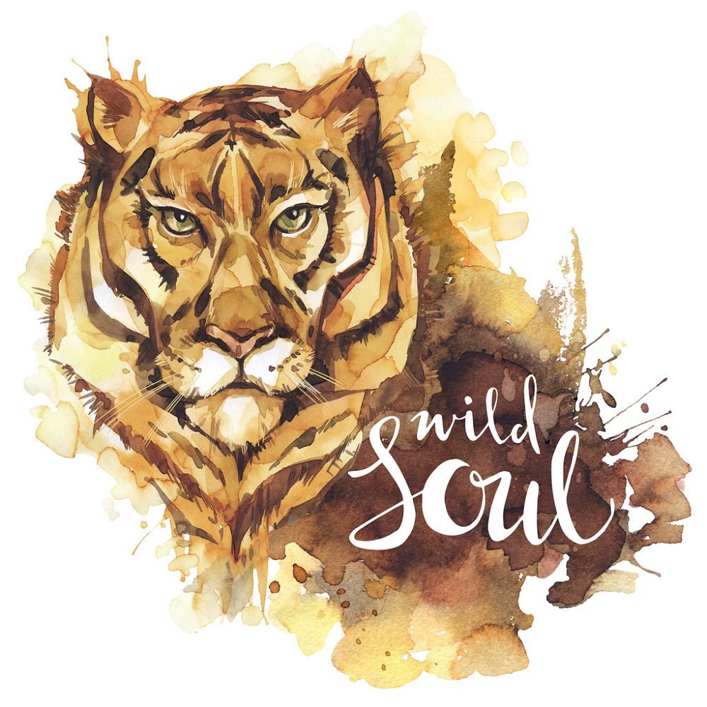 Watercolor Inspirational Tiger Fabric Panel
