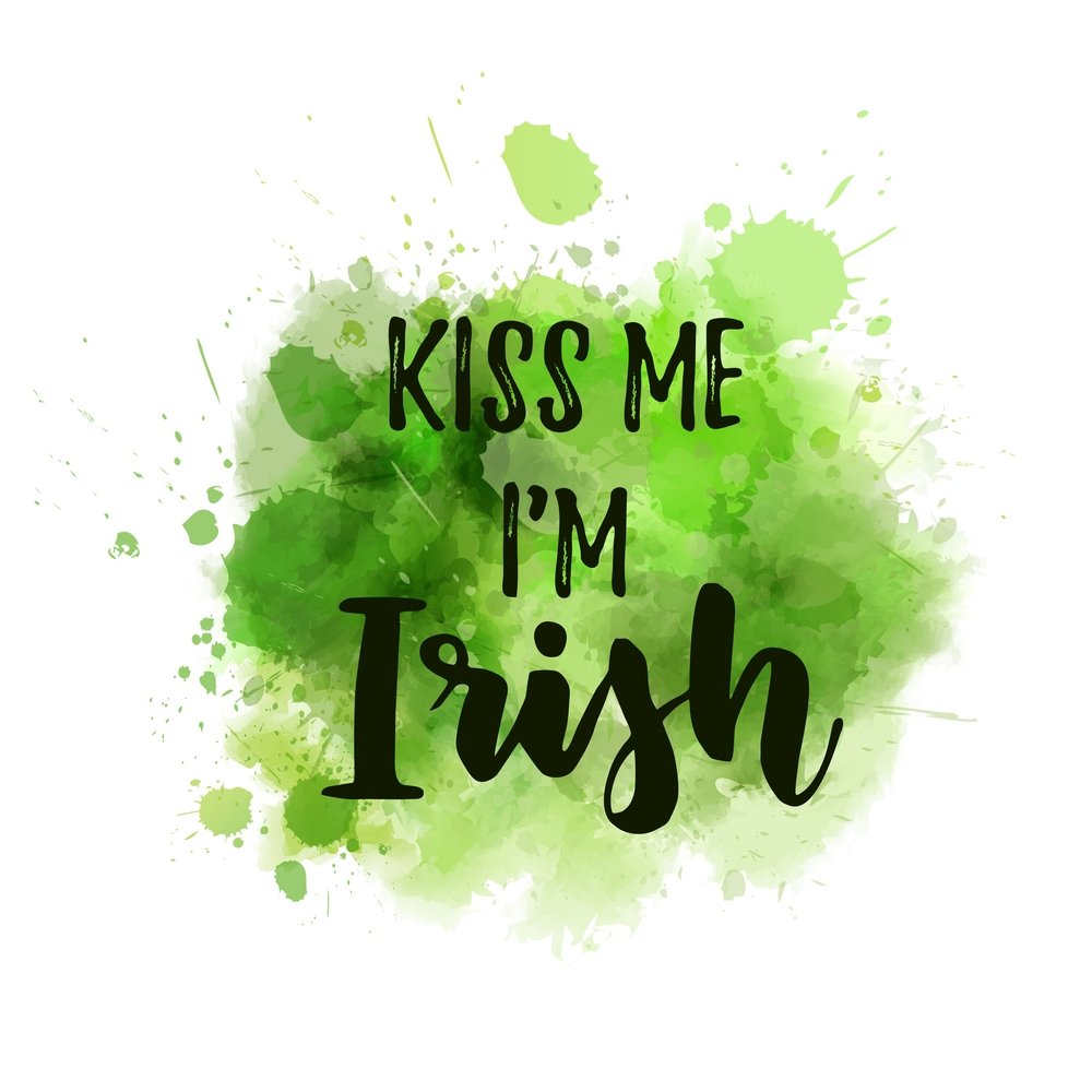 Watercolor Kiss Me I'm Irish Fabric Panel