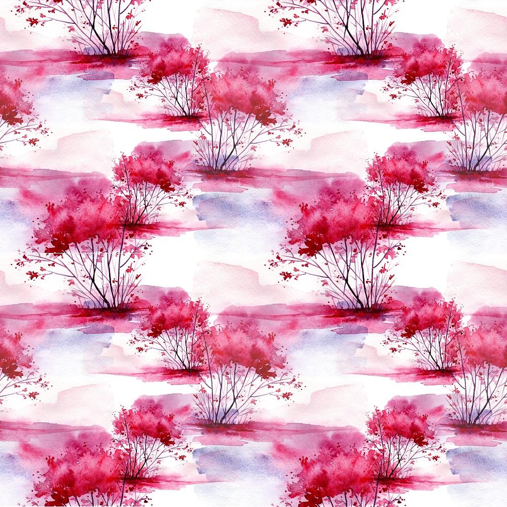 Watercolor Landscape Fabric - Pink
