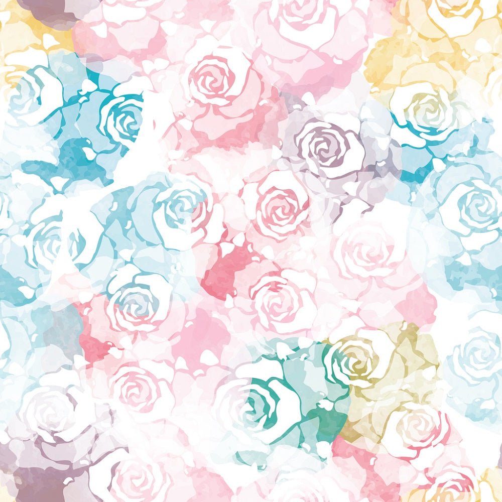 Watercolor Pastel Roses Fabric