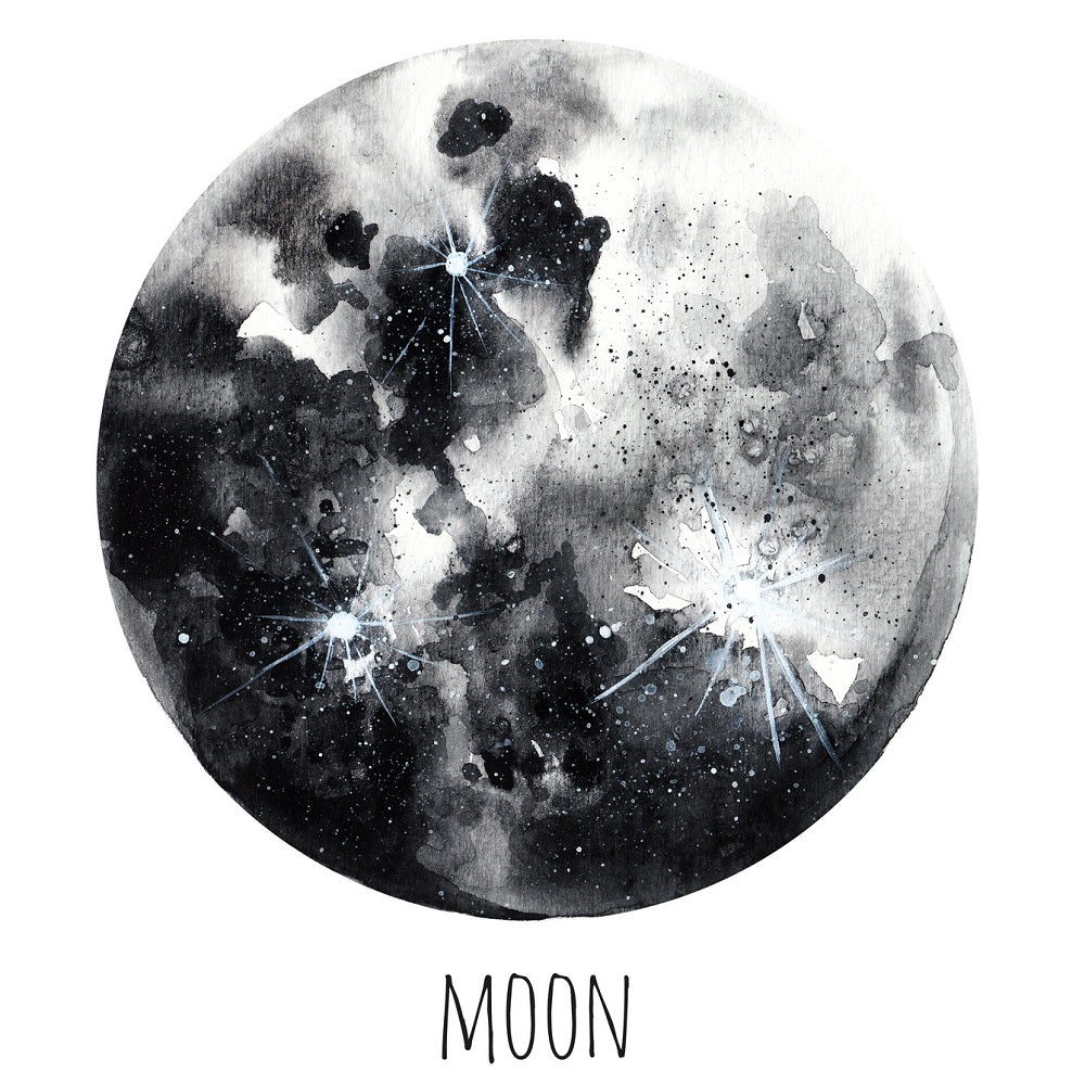 Watercolor Planets Moon Fabric Panel