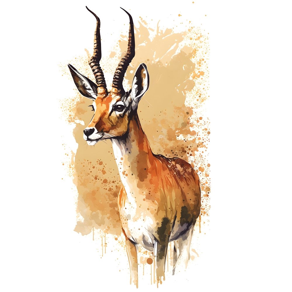 Watercolor Safari Gazelle Fabric Panel