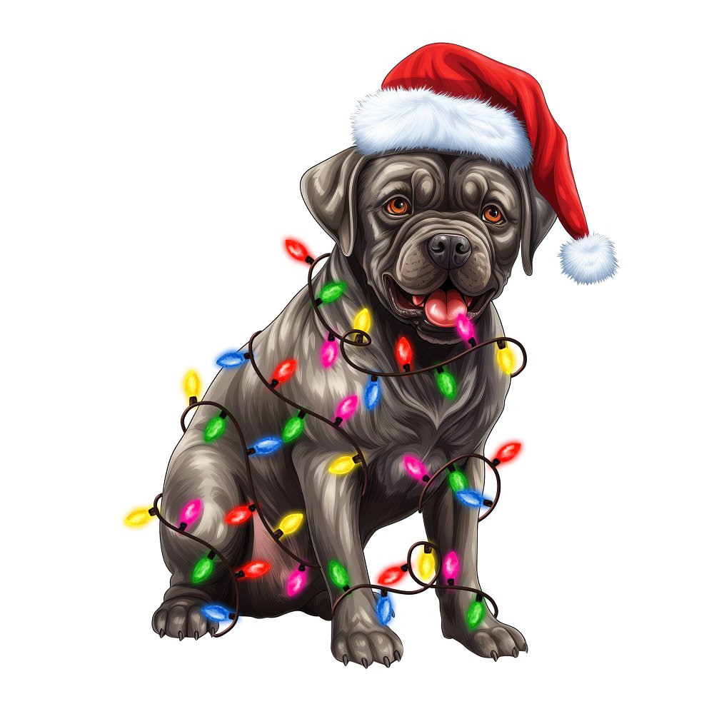 Christmas Lights & Cane Corso Fabric Panel