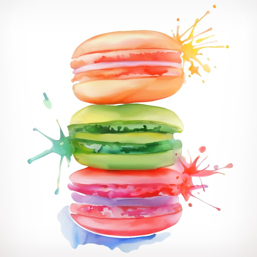 Colorful Watercolor Splash Macarons Fabric Panel