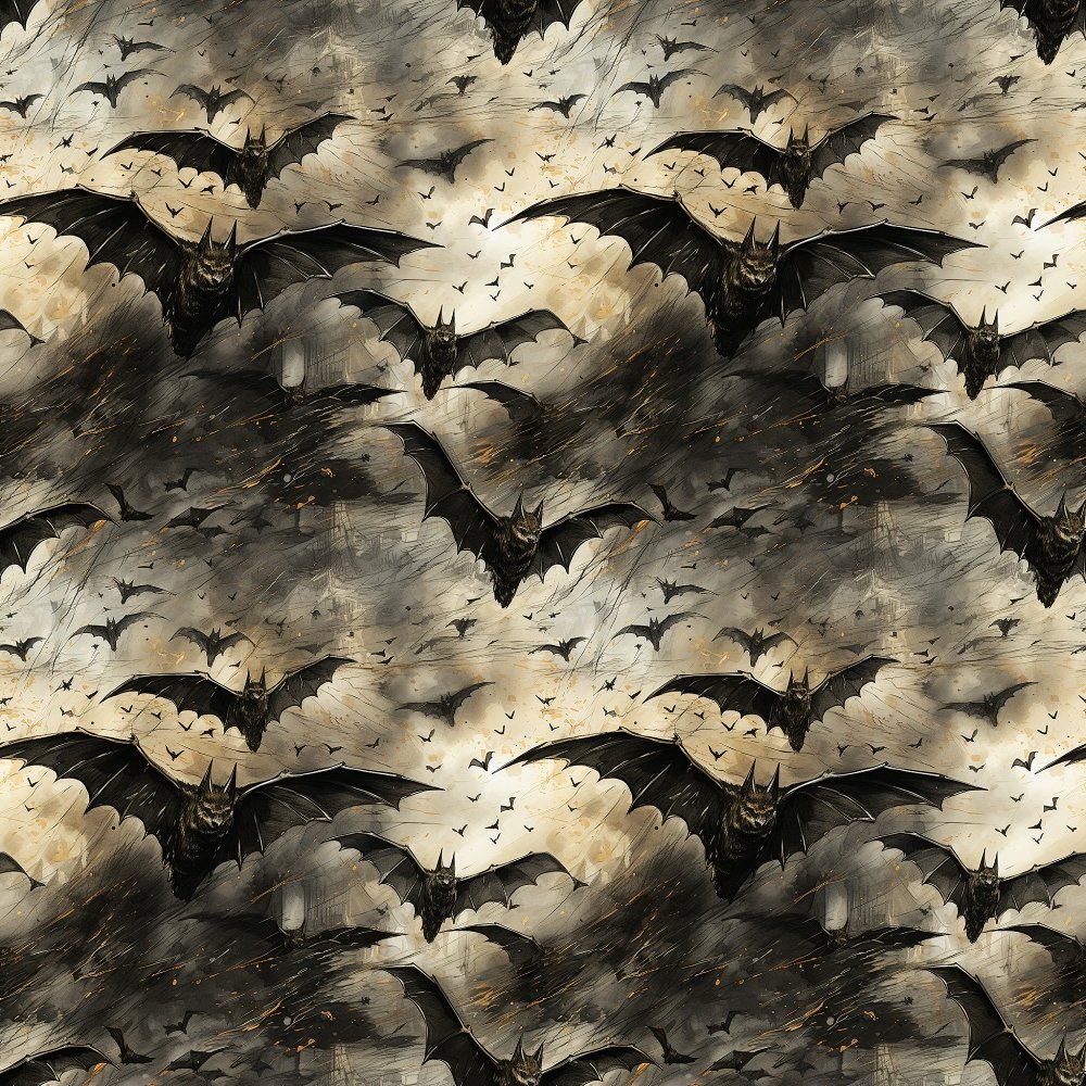 Watercolor Gothic Bats Fabric