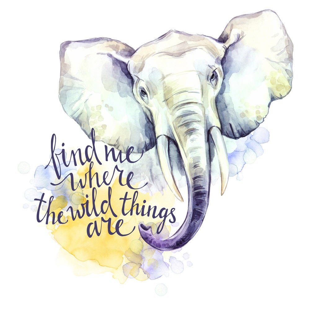 Watercolor Inspirational Elephant Fabric Panel