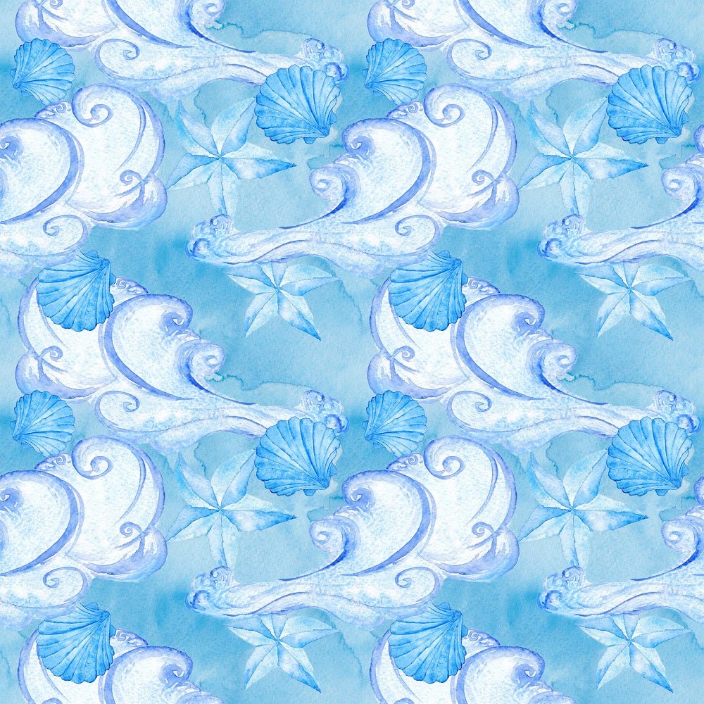 Watercolor Nautical Elements on Grunge Fabric