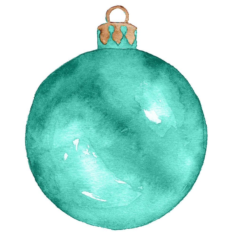 Watercolor Ornament Fabric Panel - Teal