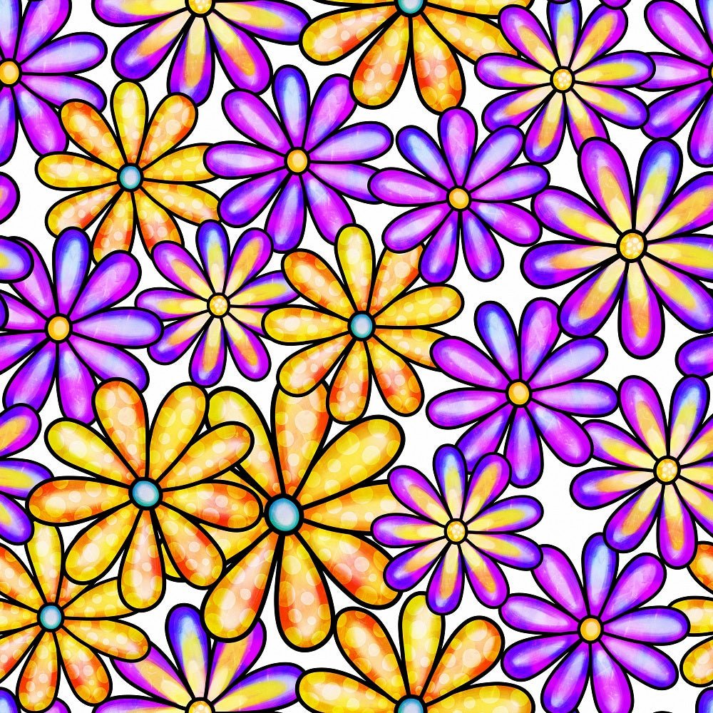 Watercolor Packed Floral Collage #7 Fabric