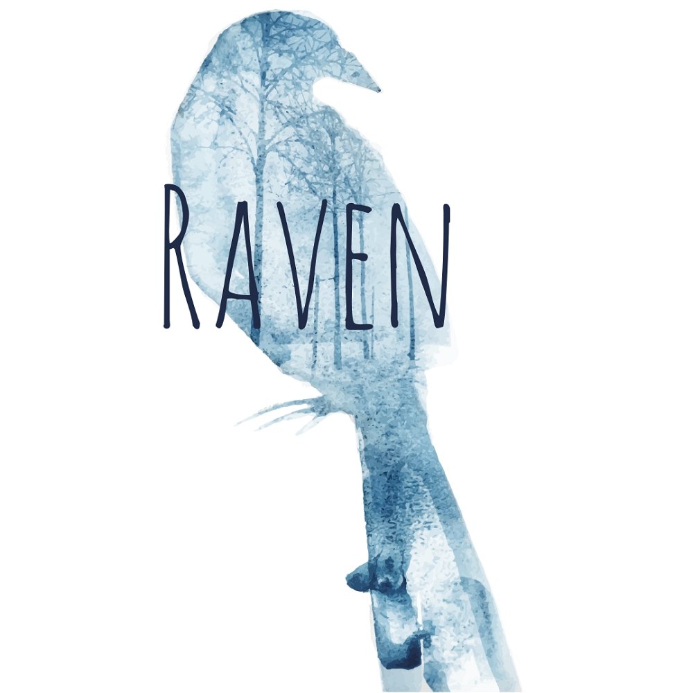 Watercolor Raven Font Fabric Panel