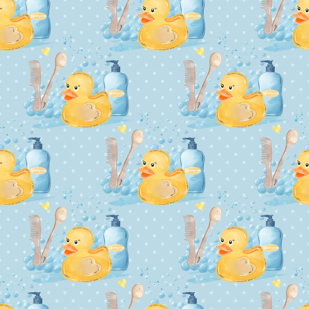 Watercolor Rubber Ducks #1 Fabric - Blue