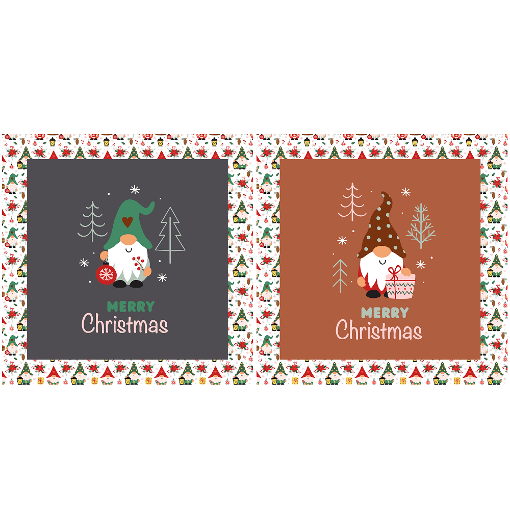 Christmas Gnomes Pillow Panels - White