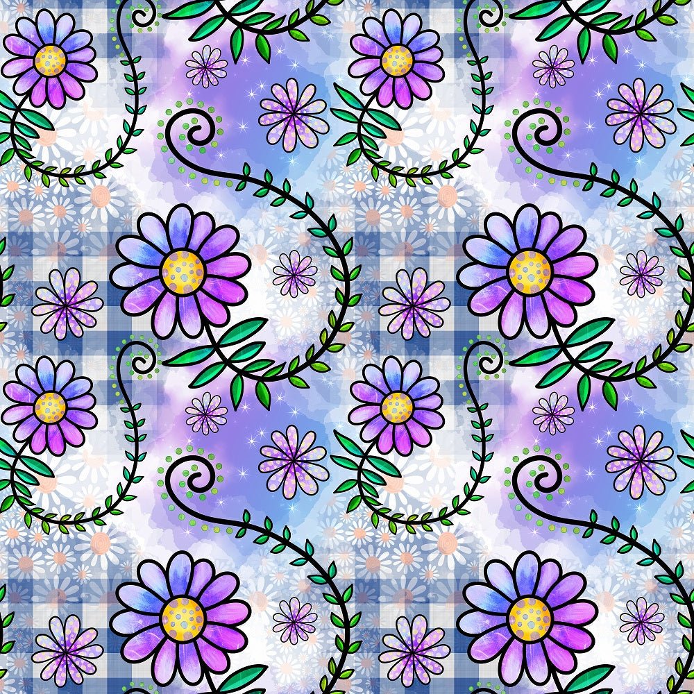 Watercolor Floral Collage #5 Fabric