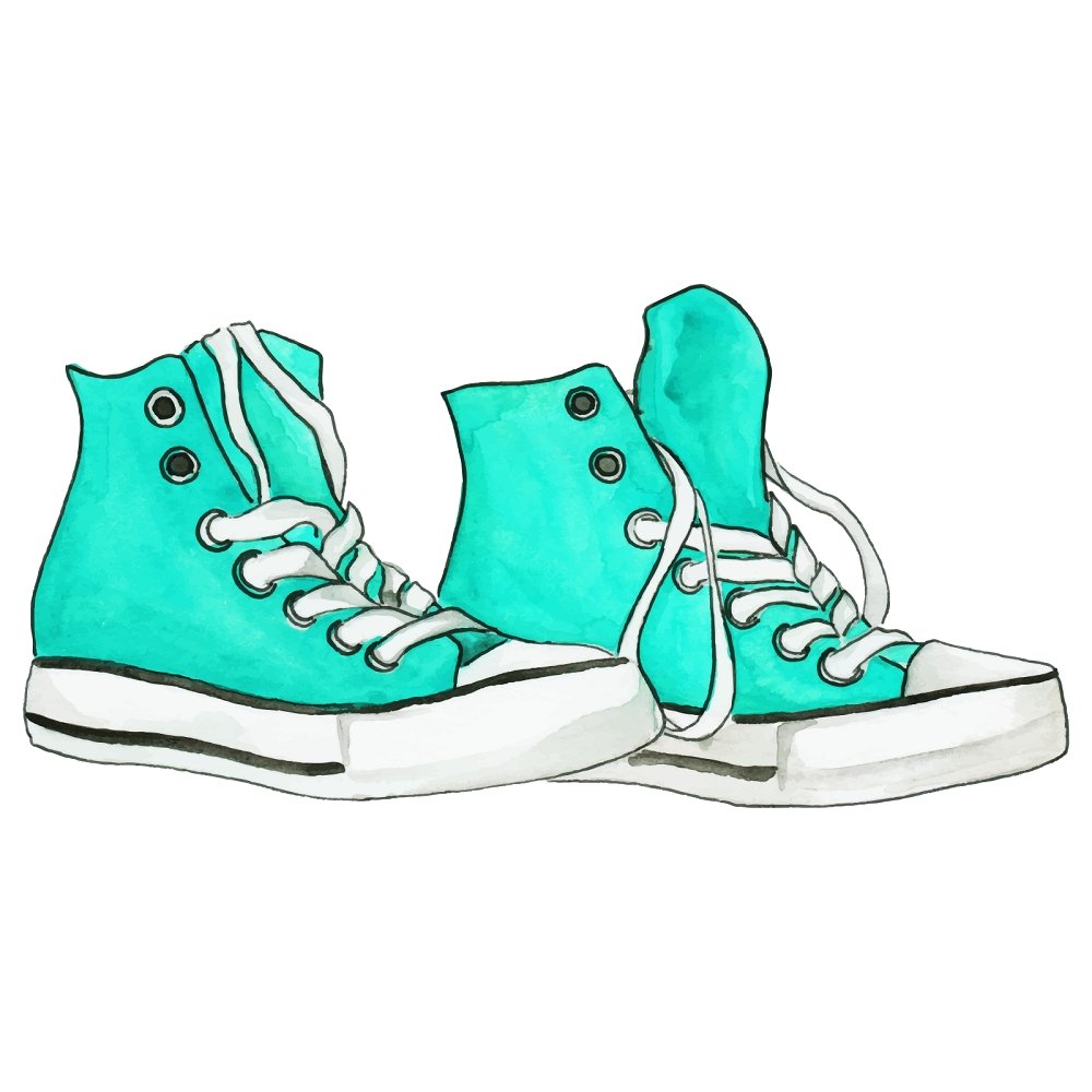 Watercolor High-Tops Fabric Panel - Teal