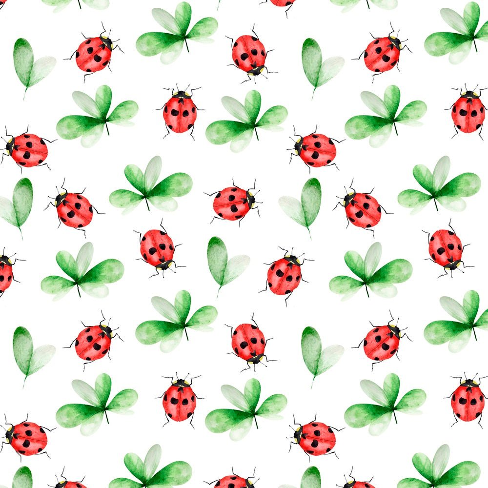 Watercolor Ladybugs & Clovers Fabric