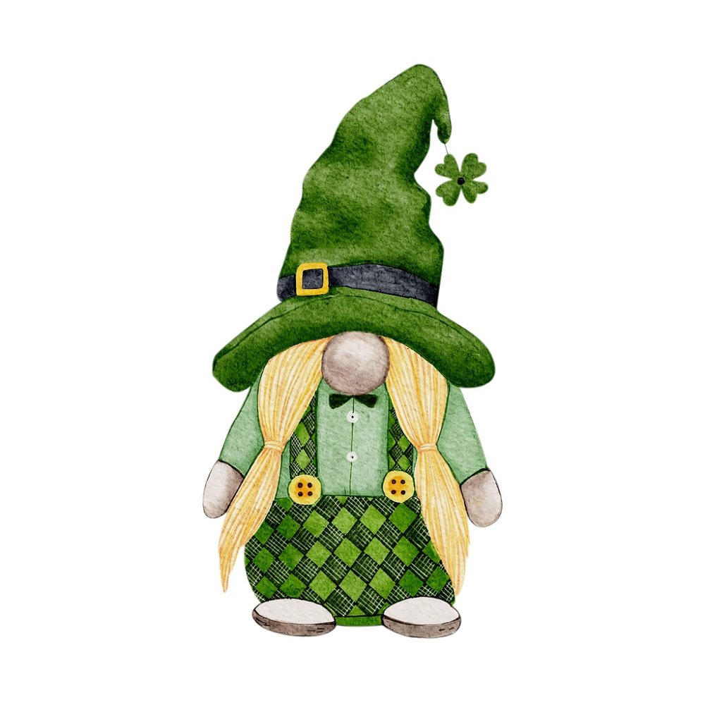 Watercolor Leprechaun Gnome Fabric Panel Variation 2