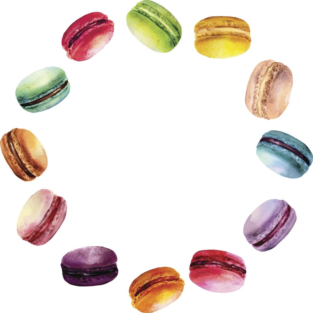 Watercolor Macarons Fabric Panel - Multi