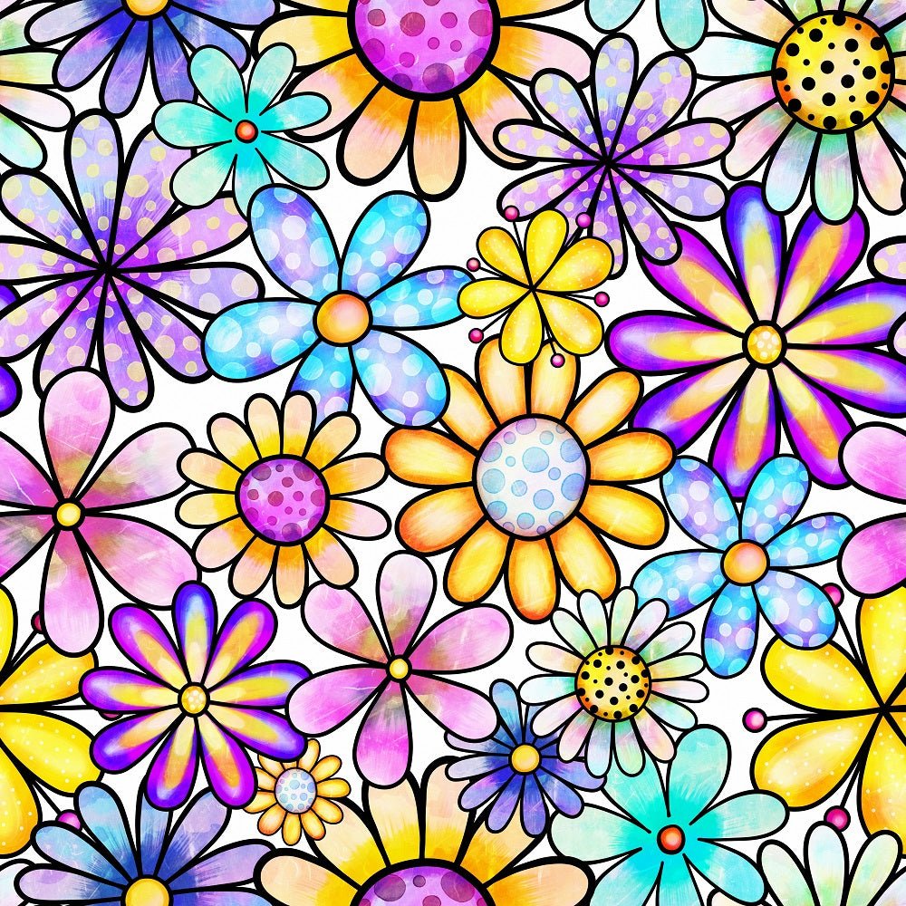 Watercolor Packed Floral Collage #11 Fabric