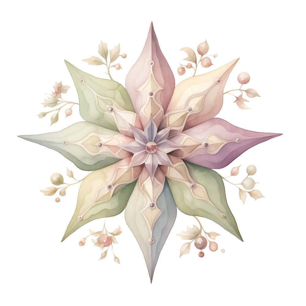 Watercolor Pastel Christmas #5 Fabric Panel