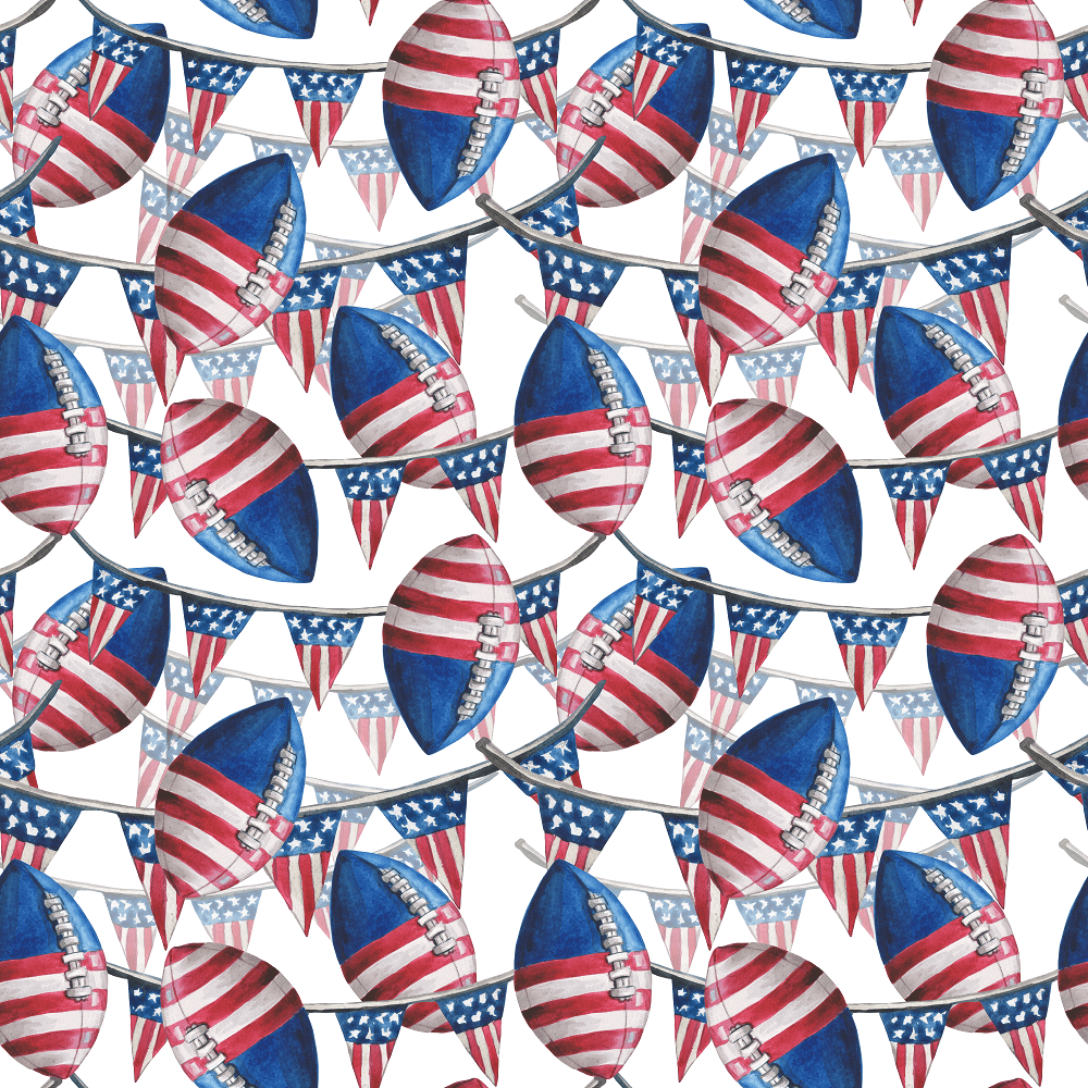 Watercolor Patriotic Football Fabric