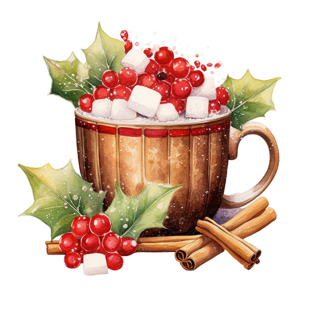 Christmas Desserts Hot Chocolate Fabric Panel