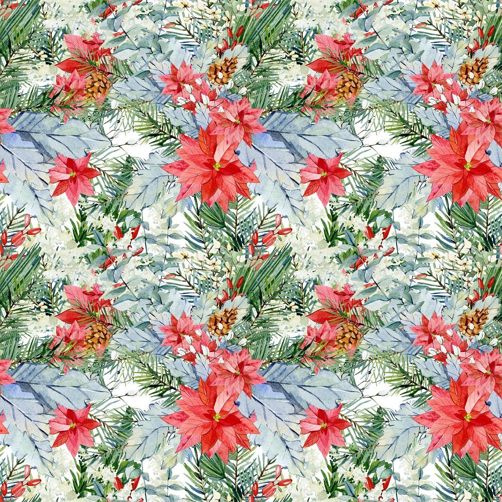 Christmas Floral Pattern #2 Fabric
