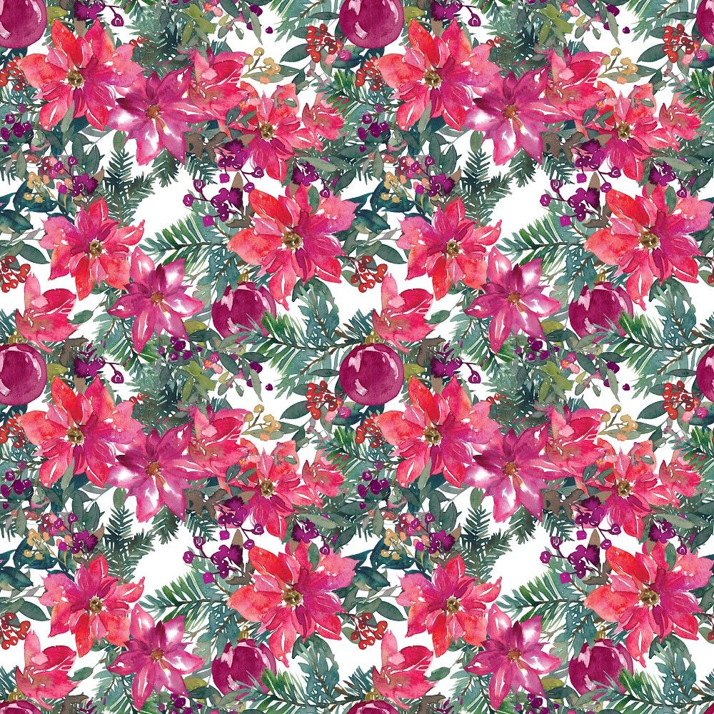 Christmas Floral Pattern #7 Fabric