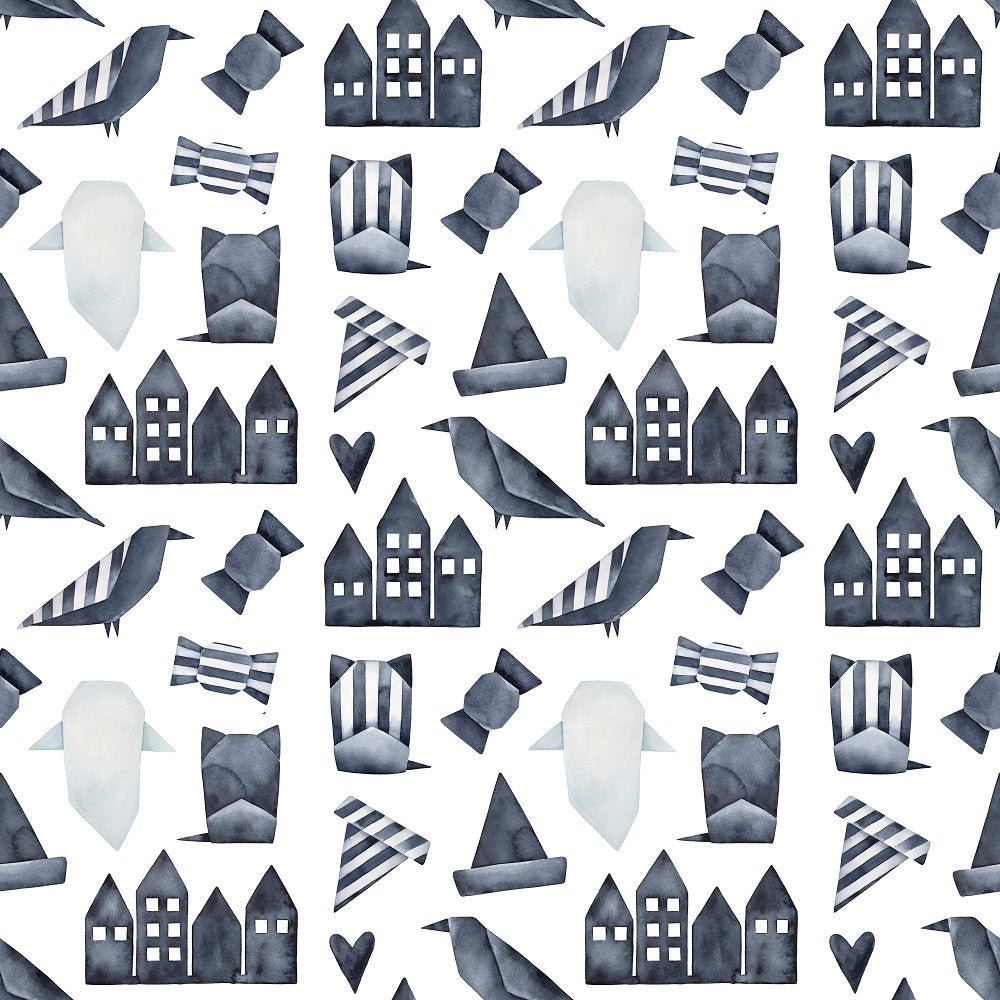 Watercolor Halloween Origami Elements Fabric