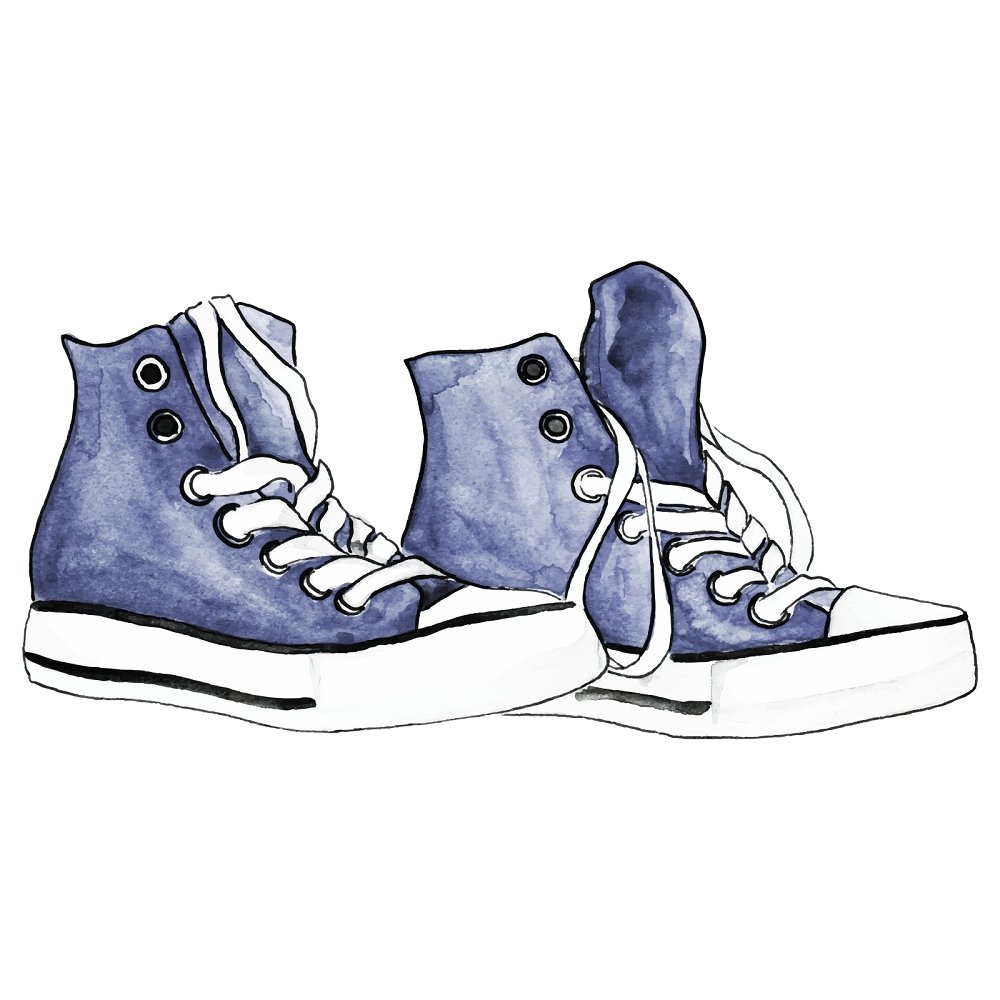Watercolor High-Tops Fabric Panel - Purple