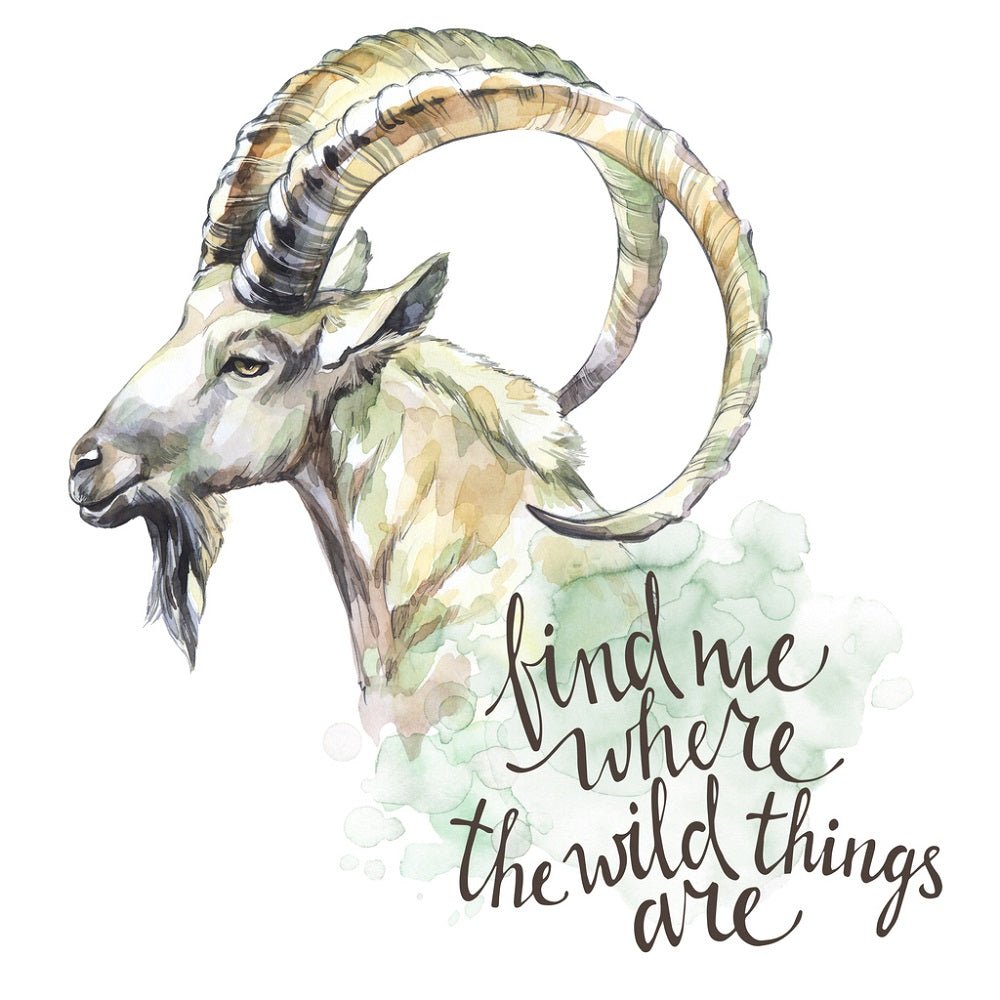 Watercolor Inspirational Goat Fabric Panel