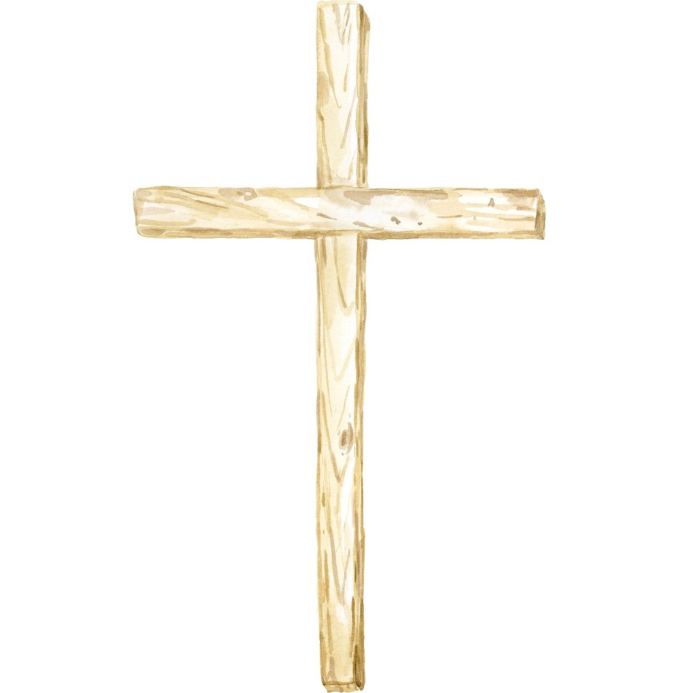 Watercolor Light Wooden Cross Fabric Panel