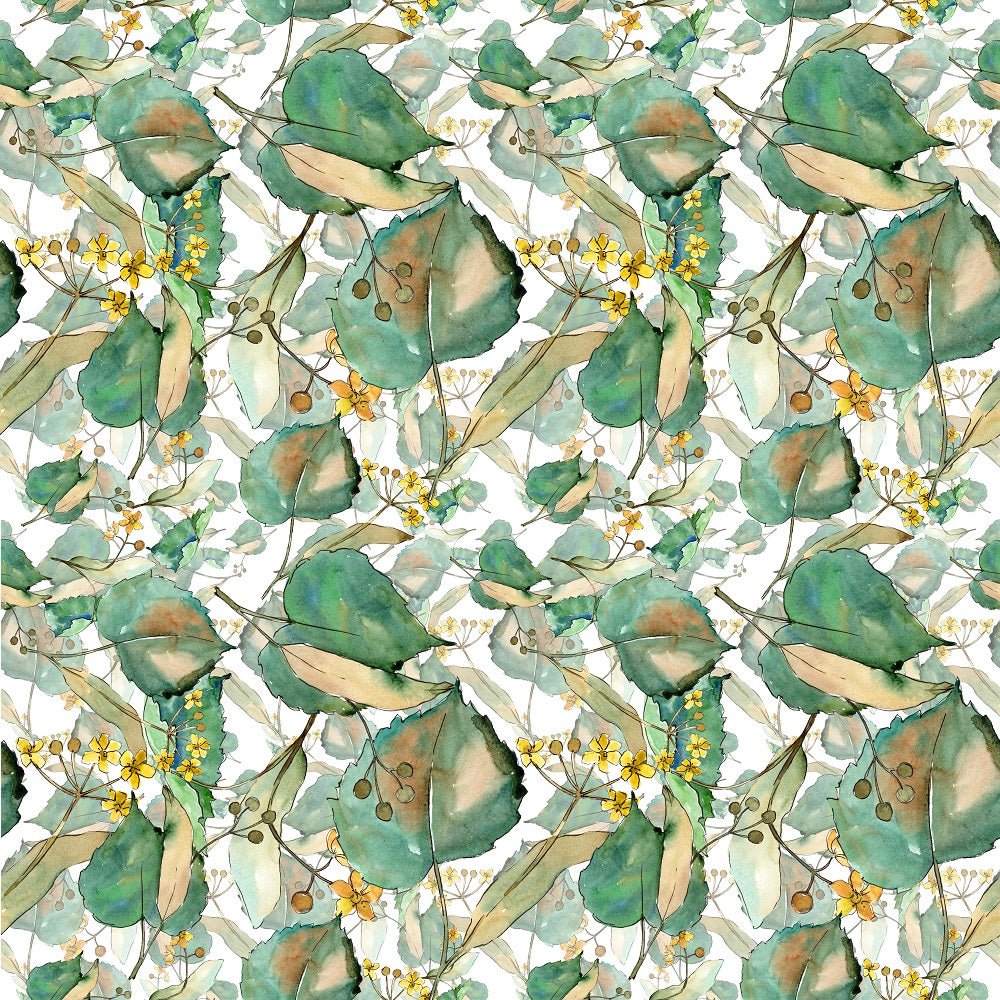Watercolor Linden Leaves Fabric
