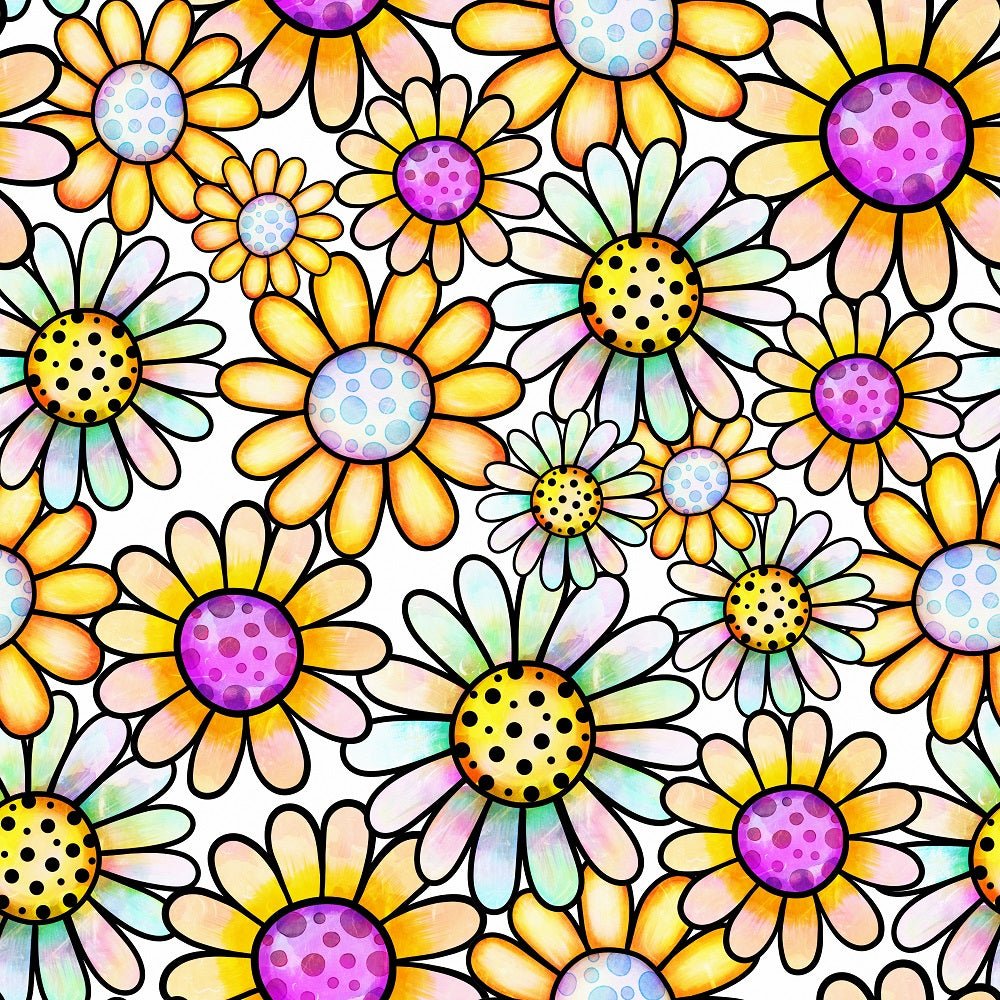 Watercolor Packed Floral Collage #6 Fabric