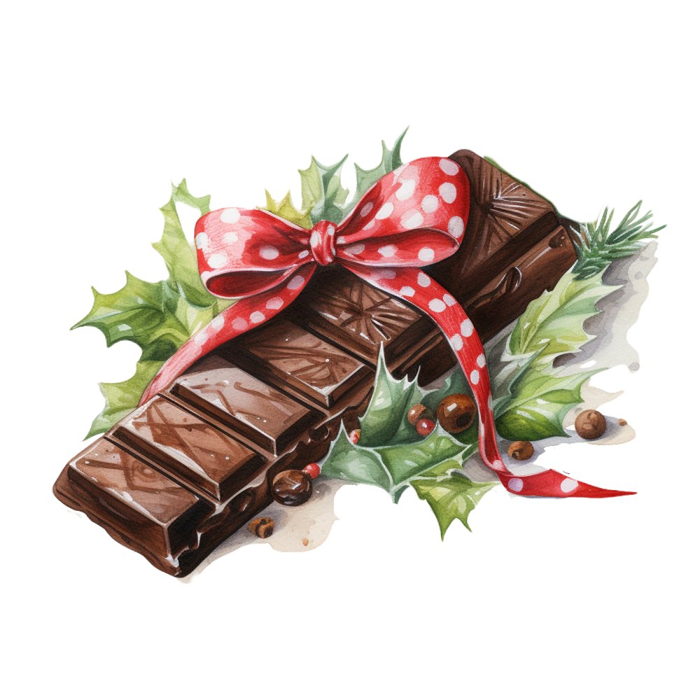 Christmas Desserts Chocolate Bar #2 Fabric Panel