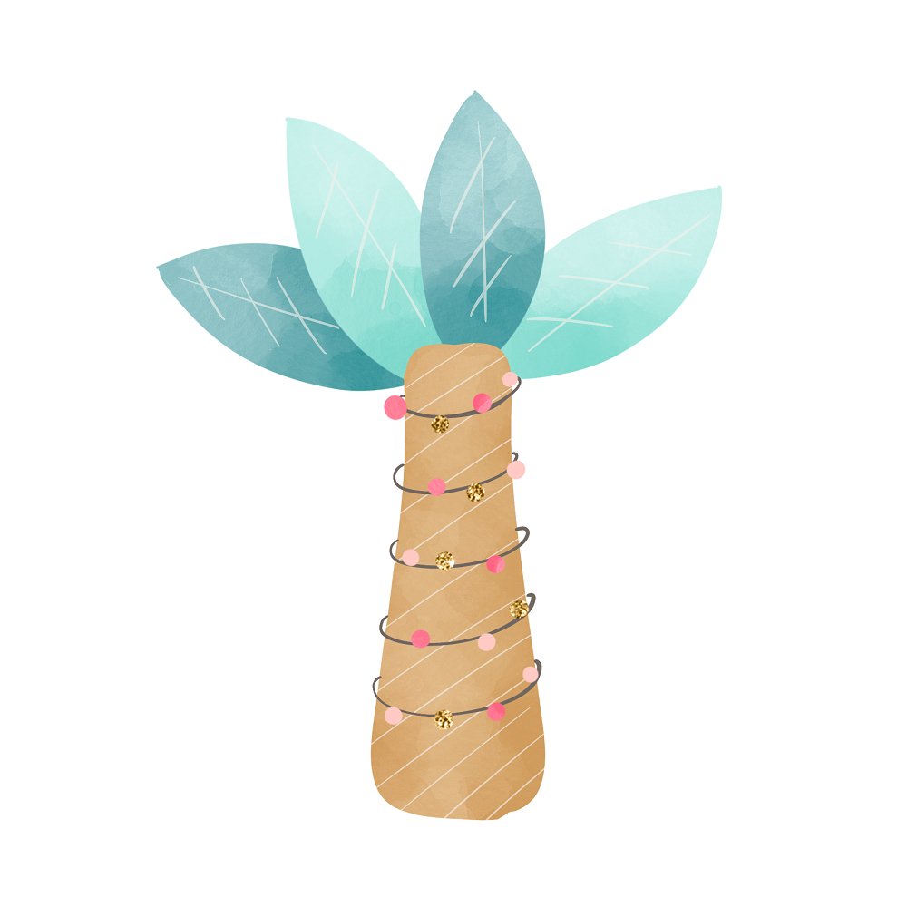 Christmas Dino Christmas Palm Tree Fabric Panel