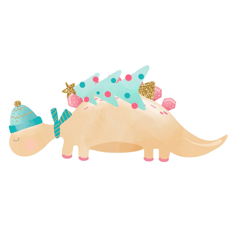 Christmas Dino Tree Delivery Fabric Panel