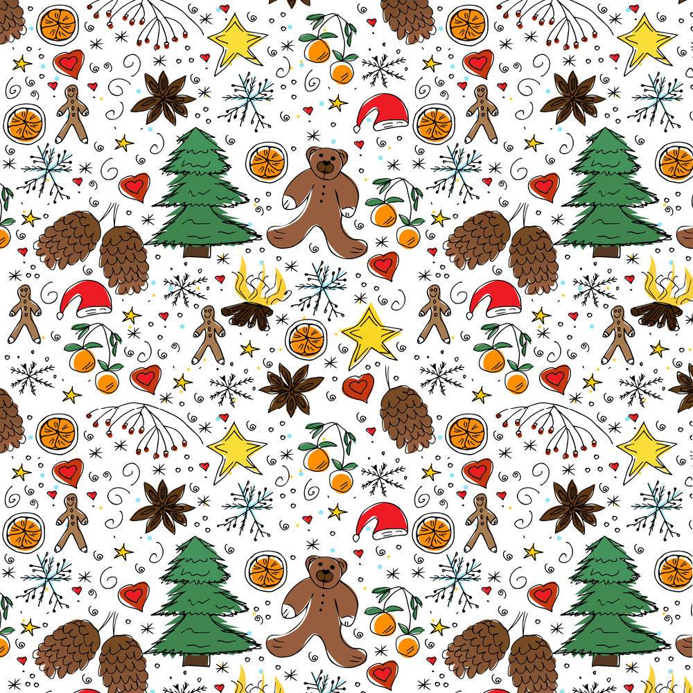 Christmas Doodles Fabric Variation 2 - Multi