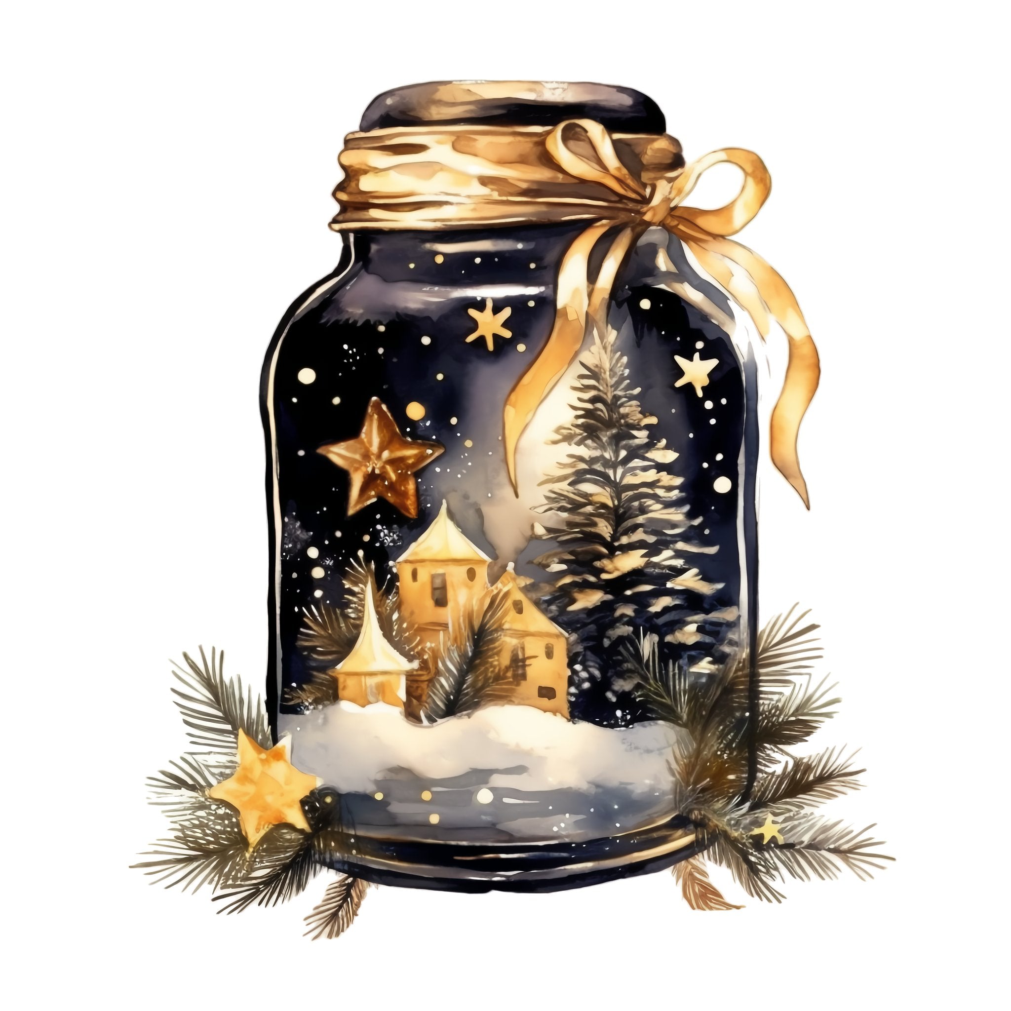 Christmas Eve Scene Jar #15 Fabric Panel