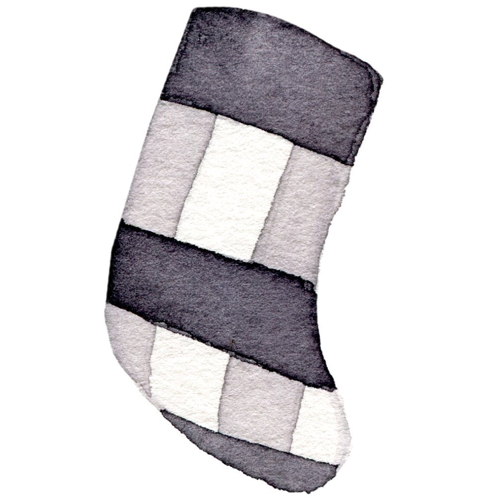 Christmas Farmhouse Gnome Black and White Stocking Fabric Panel