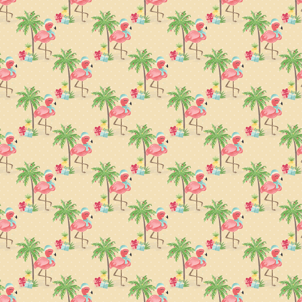 Christmas Flamingos Fabric - Yellow